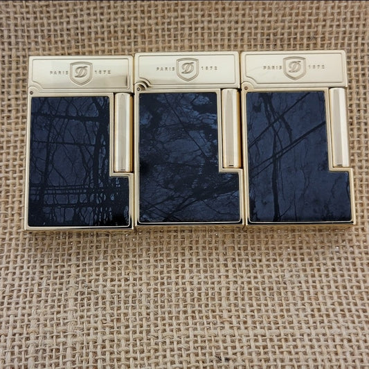 S.T. Dupont Limited Edition Ligne 2 Haute Creation Jasper Picasso Lighter 016246 gold with unique black natural stone patterns