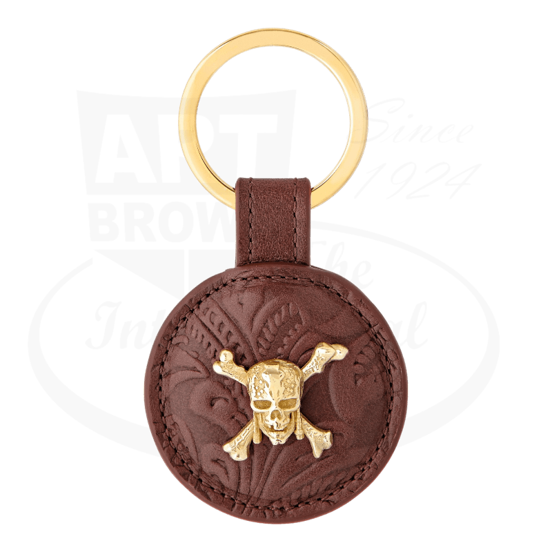 S.T. Dupont Limited Edition Pirates of the Caribbean Key Ring 003101PC Line D leather brown with gold skull detail