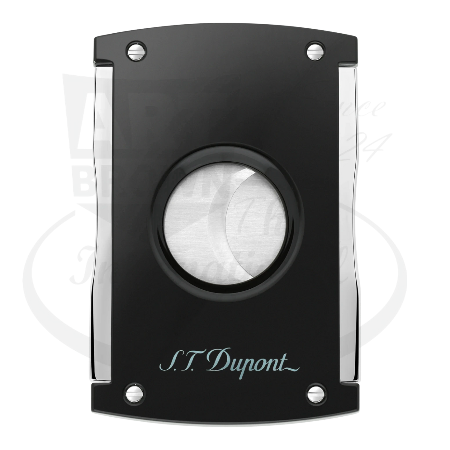 S.T. Dupont Maxijet Cigar Cutter 003265-D1 black lacquer with stainless steel blades, preowned with surface scratches