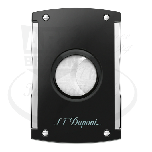 S.T. Dupont Maxijet Cigar Cutter 003265-D1 black lacquer with stainless steel blades, preowned with surface scratches