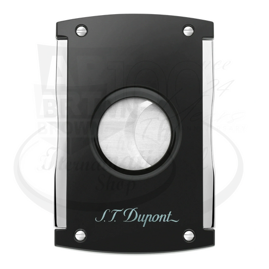 S.T. Dupont Maxijet Cigar Cutter 003265-D1 black lacquer with stainless steel blades, preowned with surface scratches