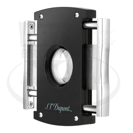 S.T. Dupont Maxijet Cigar Cutter 003265-D1 black lacquer with stainless steel blades, preowned with surface scratches