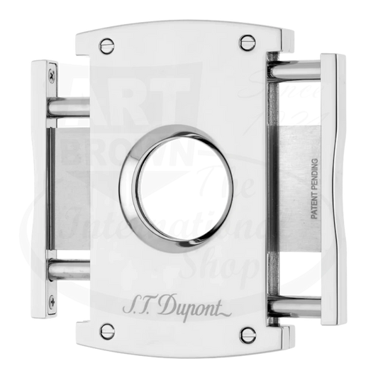 S.T. Dupont double blade spring mechanism cigar cutter with chrome finish with blades opened
