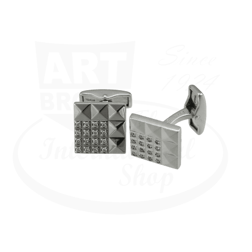 S.T. Dupont 18K Solid White Gold & 2 x 16 VVS1 Cut Diamond Cufflinks 005418 silver square studs with diamonds