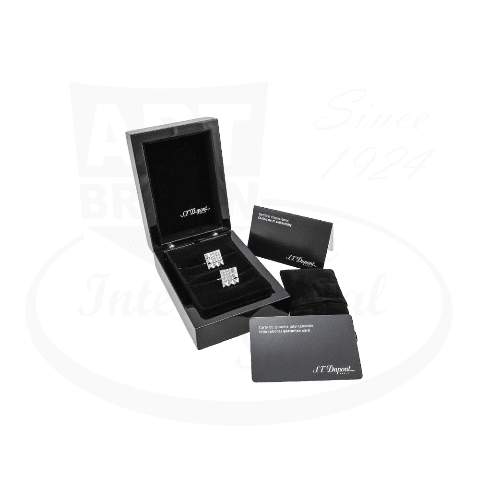 S.T. Dupont 18K Solid White Gold & 2 x 16 VVS1 Cut Diamond Cufflinks 005418 in a black presentation box