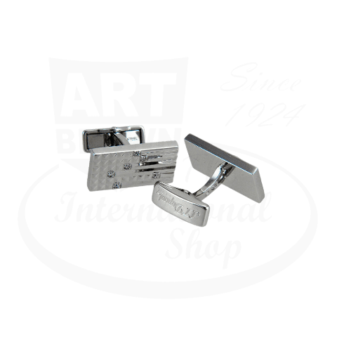 S.T. Dupont Diamond White Gold Cufflinks 005419 solid 18K white gold with 2 brilliant-cut diamonds rectangular design