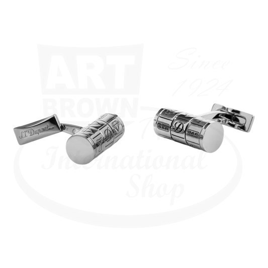 S.T. Dupont palladium gambler cufflinks, seen from the sides.