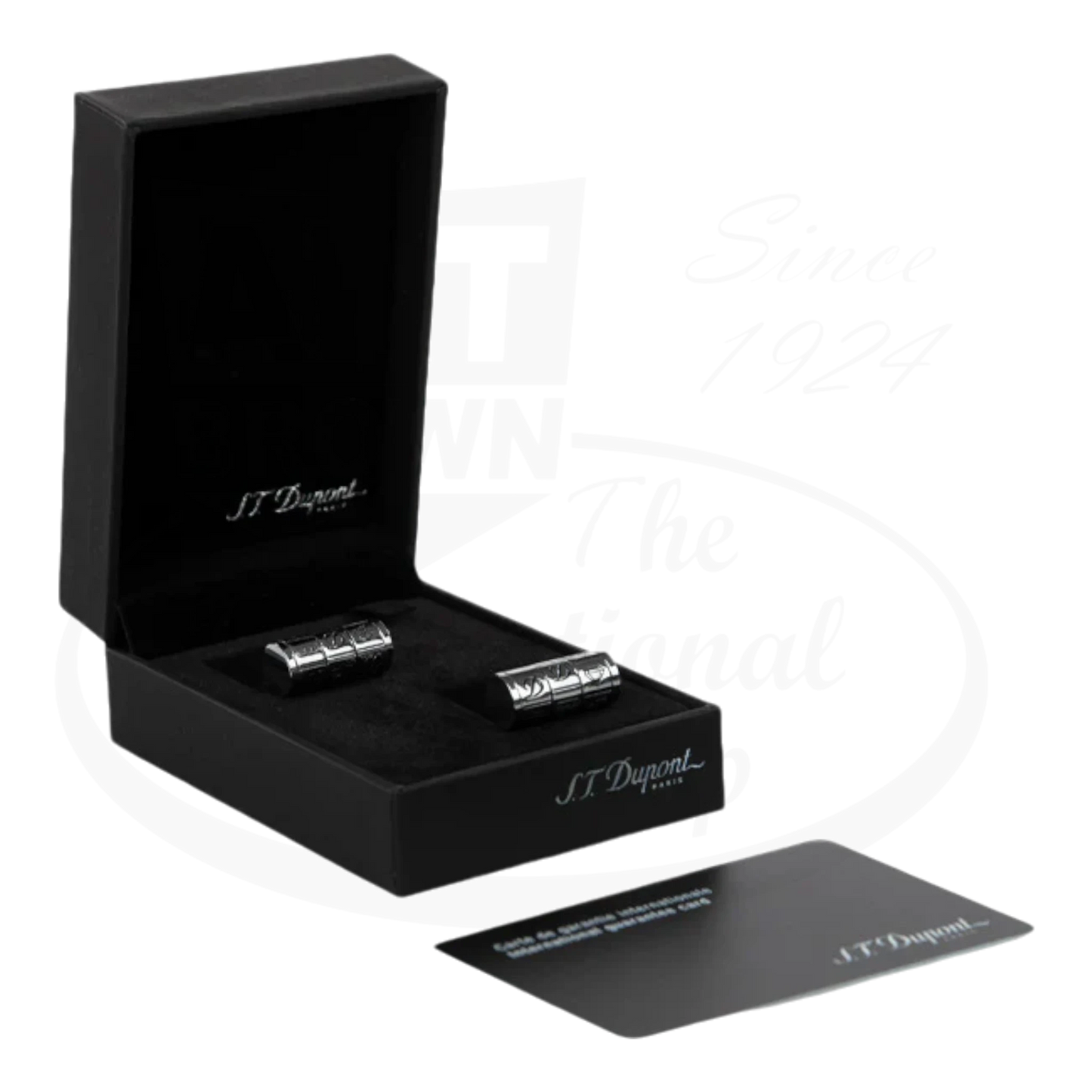 S.T. Dupont palladium gambler cufflinks, in display/gift box.