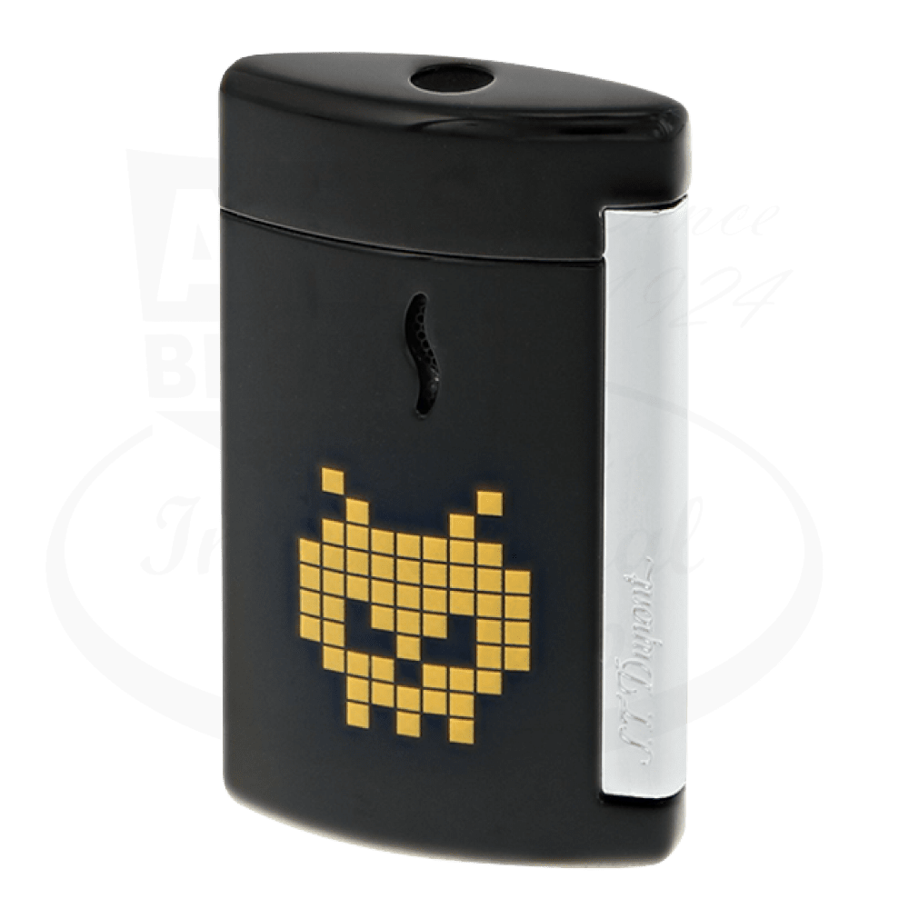 S.T. Dupont Minijet Space Alien Black Skull, seen from the front.