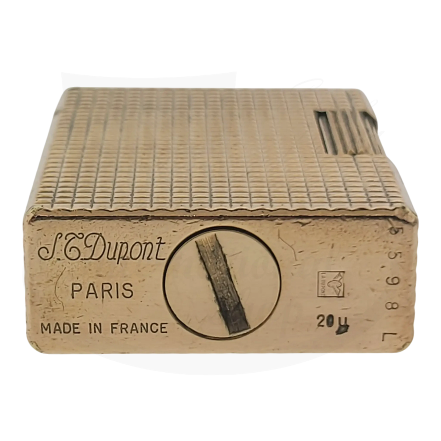 S.T. Dupont Ligne 1 BS 012110 gold metal vintage diamond patterned lighter with engraved details