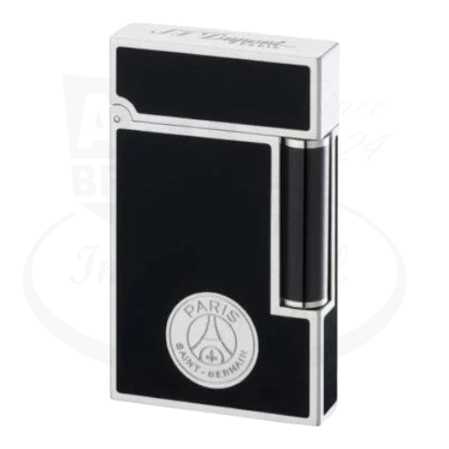 S.T. Dupont Ligne 2 Limited Edition PSG Lighter 016086 palladium and black lacquer with Paris Saint-Germain emblem