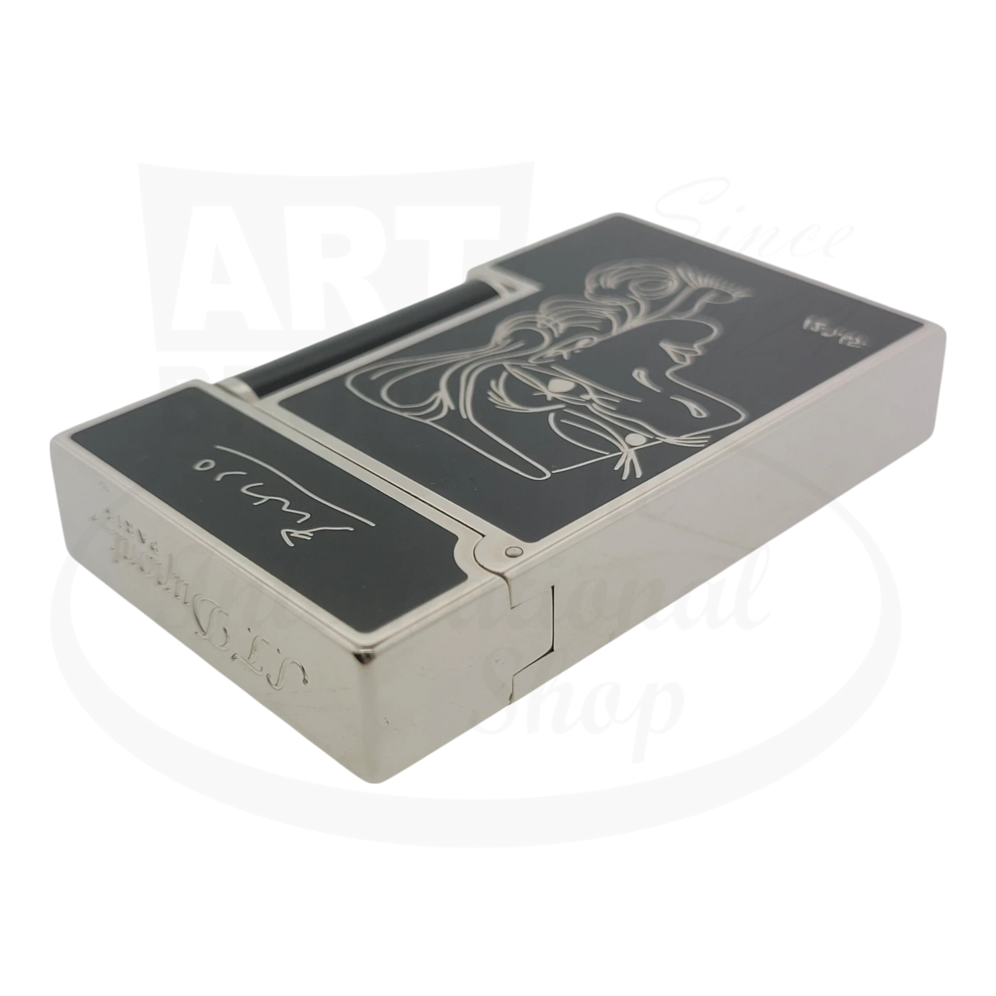 S.T. Dupont Ligne 2 Limited Edition Picasso Lighter 016105-D1 black lacquer palladium trim with engraved profile design