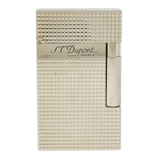 Preowned S.T. Dupont Ligne 2 Diamond Head Silver Lighter, 016184-D1