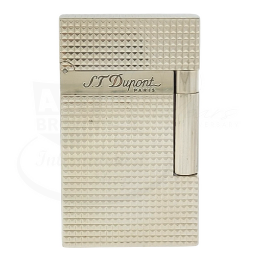Preowned S.T. Dupont Ligne 2 Diamond Head Silver Lighter, 016184-D1