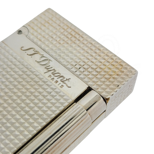 Preowned S.T. Dupont Ligne 2 Diamond Head Silver Lighter, 016184-D2