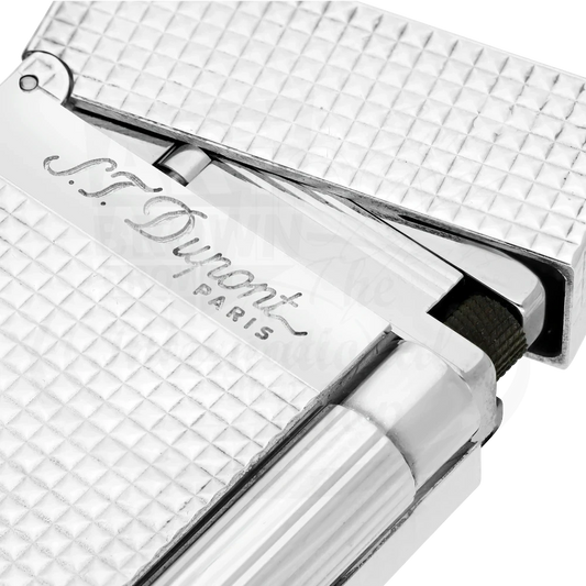 S.T. Dupont Ligne 2 Diamond Head Silver Lighter, 016184, silver metal with textured diamond-patterned surface and engraved logo