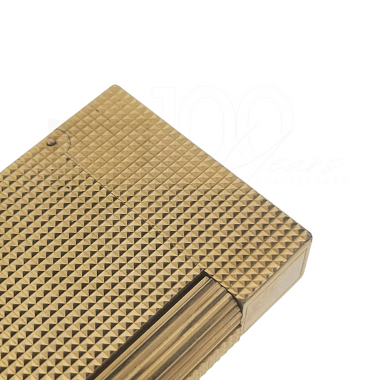 Preowned Vintage S.T. Dupont Ligne 2 Gold Diamondhead Lighter, 016211