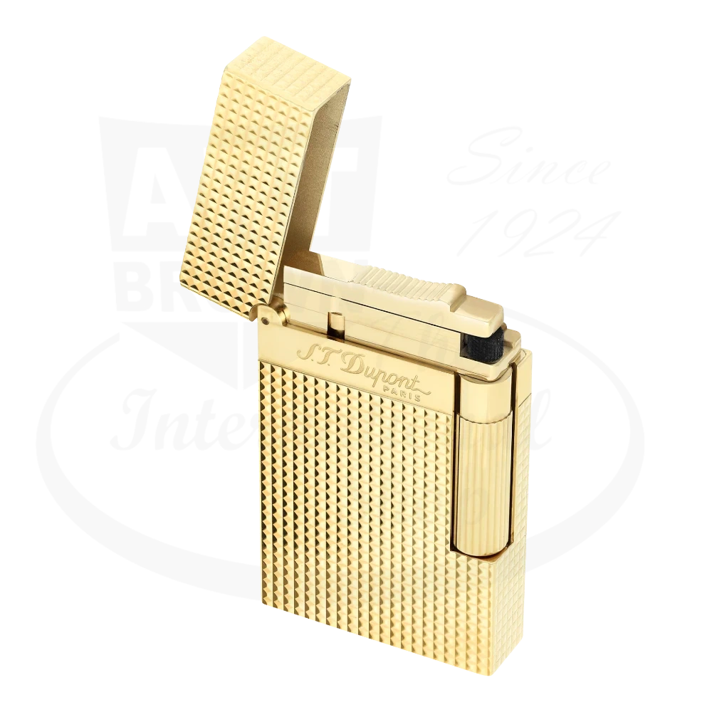 S.T. Dupont Ligne 2 Diamond Head Gold Lighter 016284 yellow gold textured metal slim elegant design