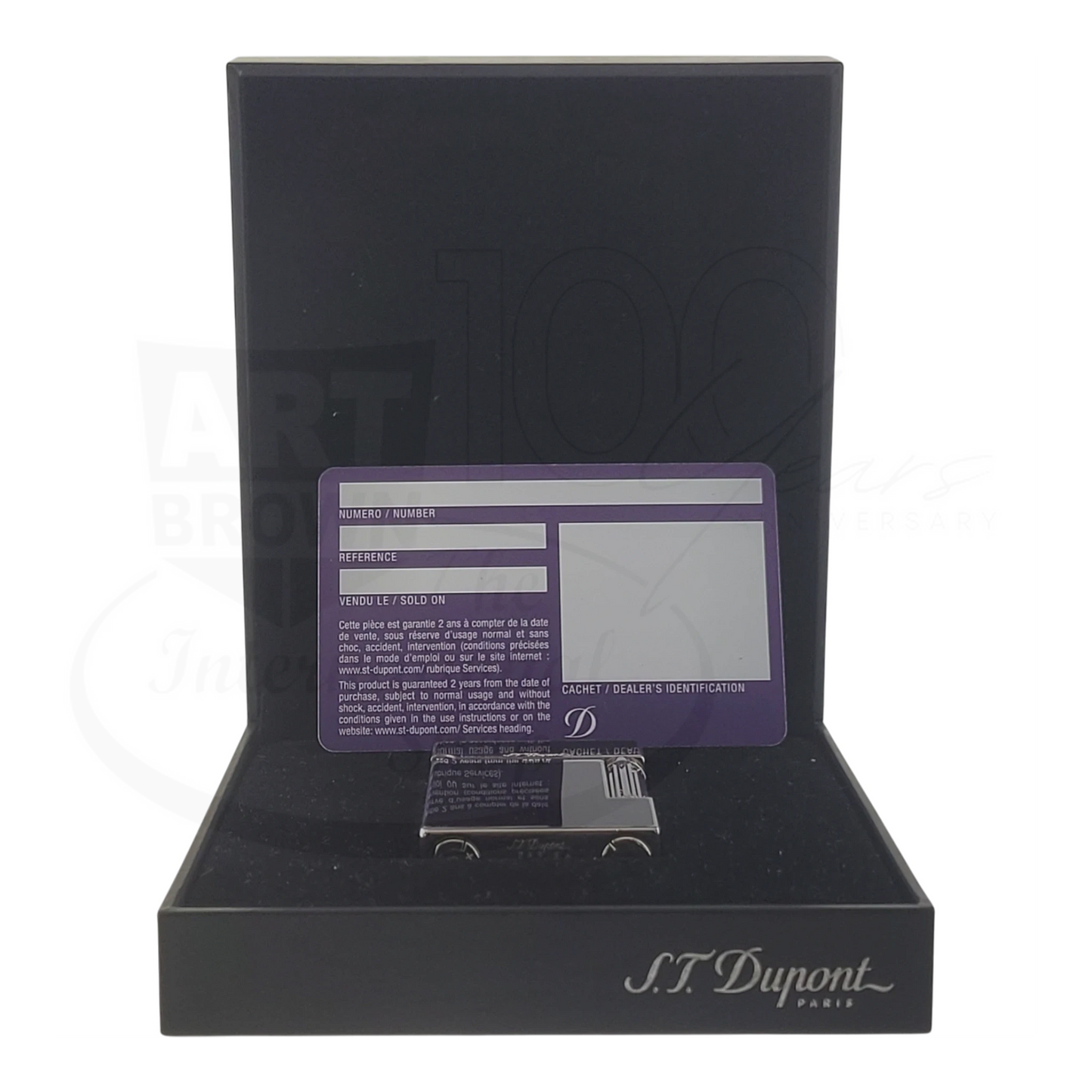 Preowned S.T. Dupont Ligne 2 Montparnasse Black Chinese Lacquer & Palladium Lighter, 016296-D3