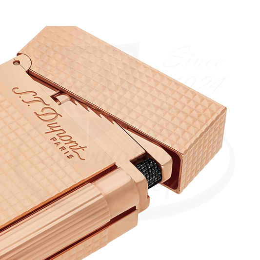 S.T. Dupont Ligne 2 Diamond Head Rose Gold Lighter 016424, brass rose gold, textured diamond pattern, compact design