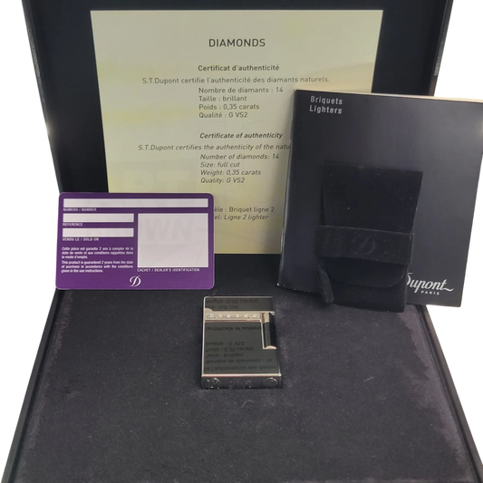S.T. Dupont Limited Edition Ligne 2 Black & Palladium Diamond Drops v2 Lighter, 016478-D1