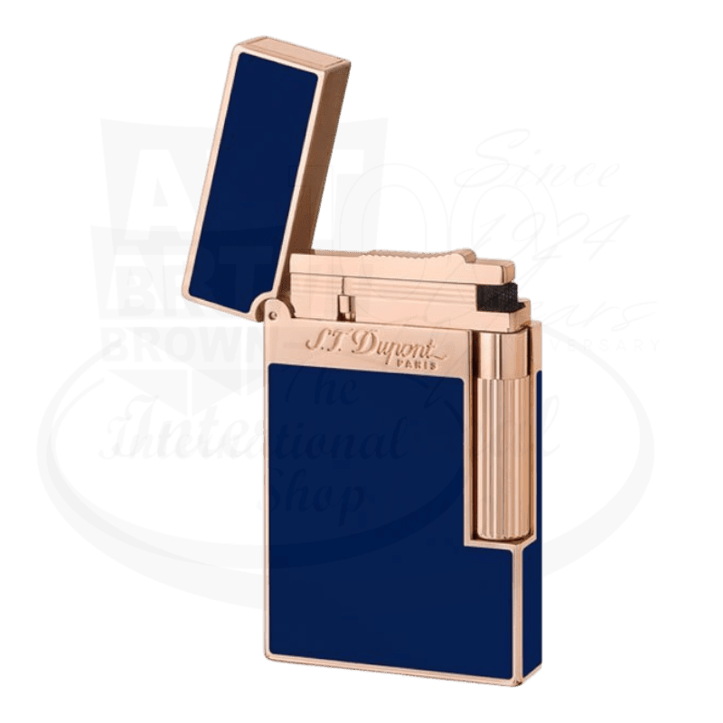 S.T. Dupont Ligne 2 Blue Lacquer and Rose Gold Lighter, 016496