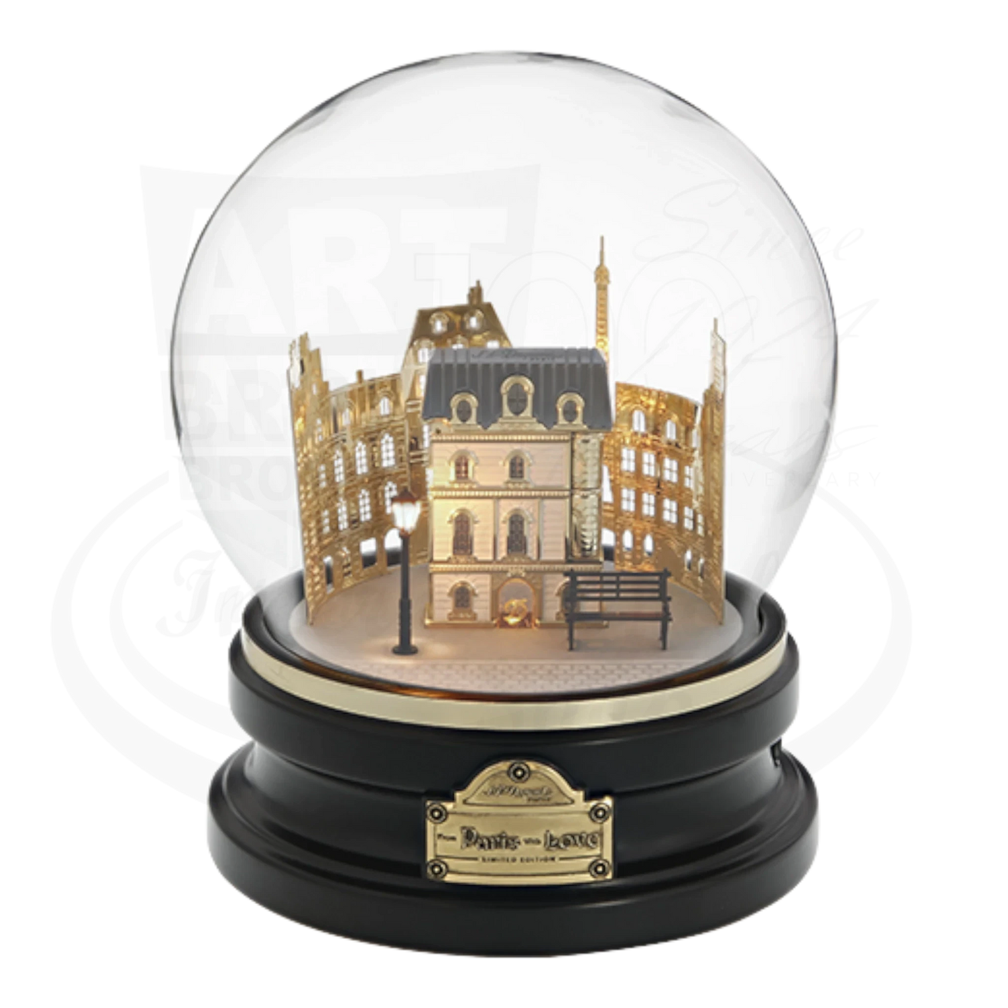 S.T. Dupont From Paris with Love Smoking Kit, 016610 glass dome with detailed miniature Parisian architecture display