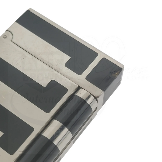 Preowned S.T. Dupont Ligne 2 Black Lacquer and Palladium Lighter, 016742