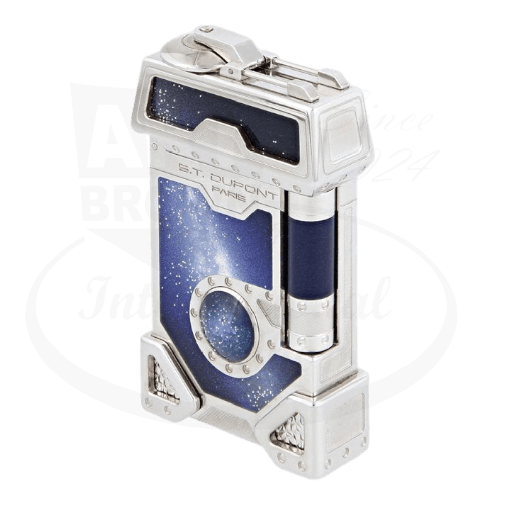 s.t. dupont limited edition space odyssey luxury cigar lighter with blue lacquer and silver dust finish