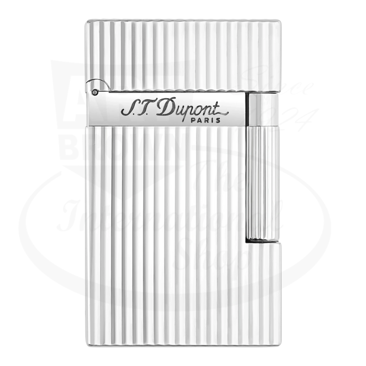 S.T. Dupont Ligne 2 Vertical Lines Silver Lighter 016817 brass and silver with vertical stripe design