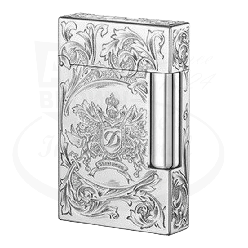 S.T. Dupont Ligne 2 Limited Edition Blazon Prestige 016915 silver lighter with intricate heraldic engraving and polished accents