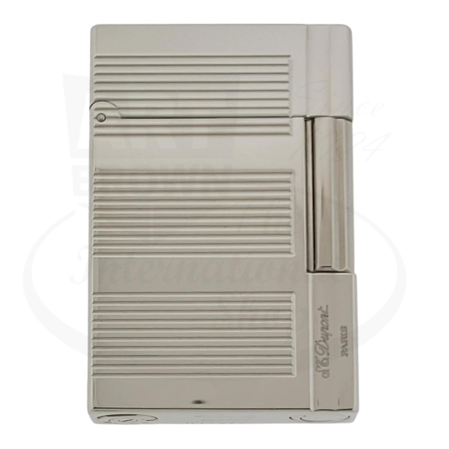S.T. Dupont Gatsby Palladium Horizontal Lines Lighter 018340, palladium finish, compact rectangular design with engraved lines