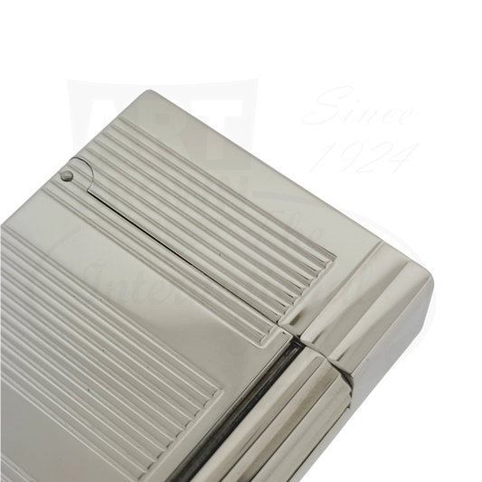 S.T. Dupont Gatsby Palladium Horizontal Lines Lighter 018340, palladium metal, slim rectangular shape with textured horizontal lines