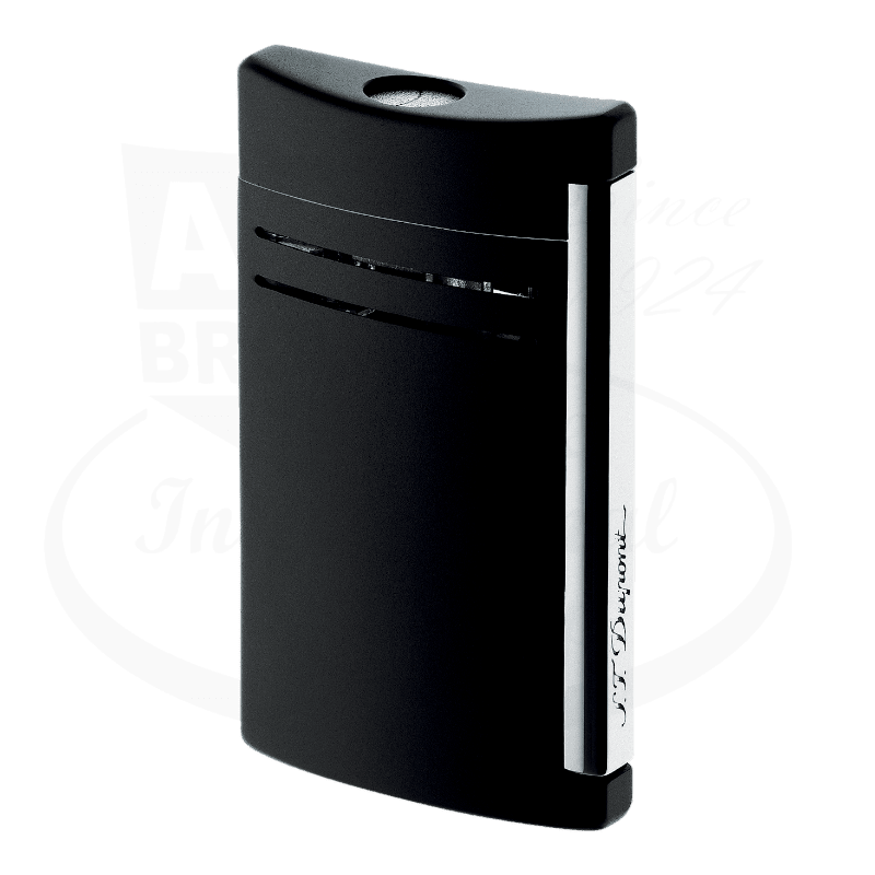 S.T. Dupont MaxiJet Matte Black Torch Lighter 020003N sleek black metal slim design with chrome accent side panel