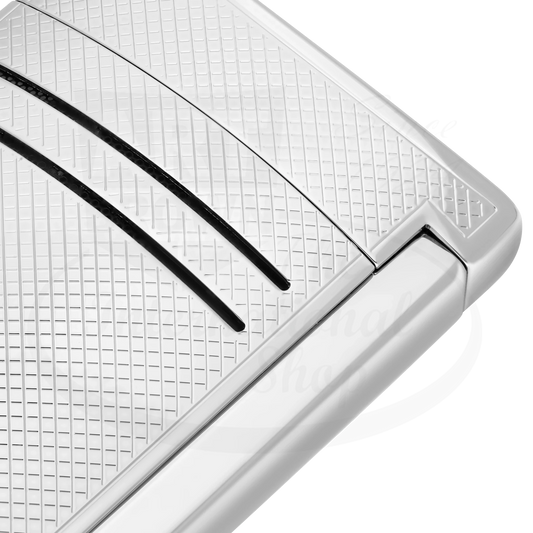S.T. Dupont Maxijet Chrome Grid Lighter 020157N chromium finish with ergonomic chrome textured body and streamlined design