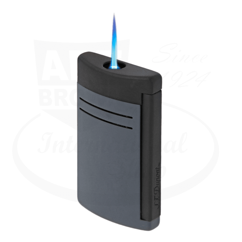 S.T. Dupont Maxijet 020166 Chrome Matte Graphite Lighter with Blue Jet Flame, Sleek Curved Design, Black Finish