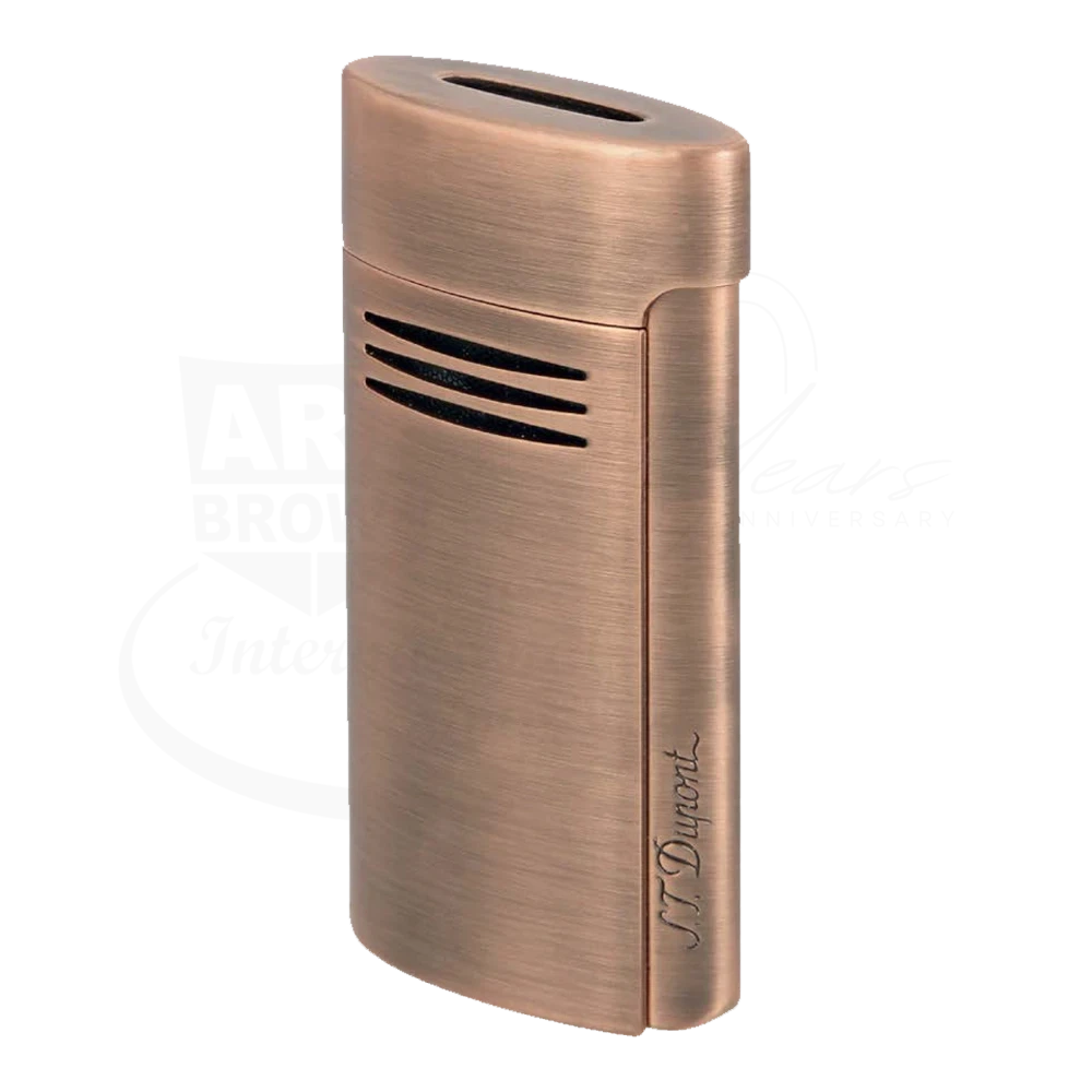 S.T. Dupont Megajet 020809 torch flame lighter in brushed copper finish with black vent details and engraved logo