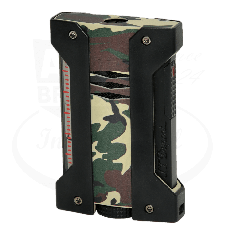 S.T. Dupont Defi Extreme Camo Army Green Lighter 021408 metal body camo pattern with rugged black accents
