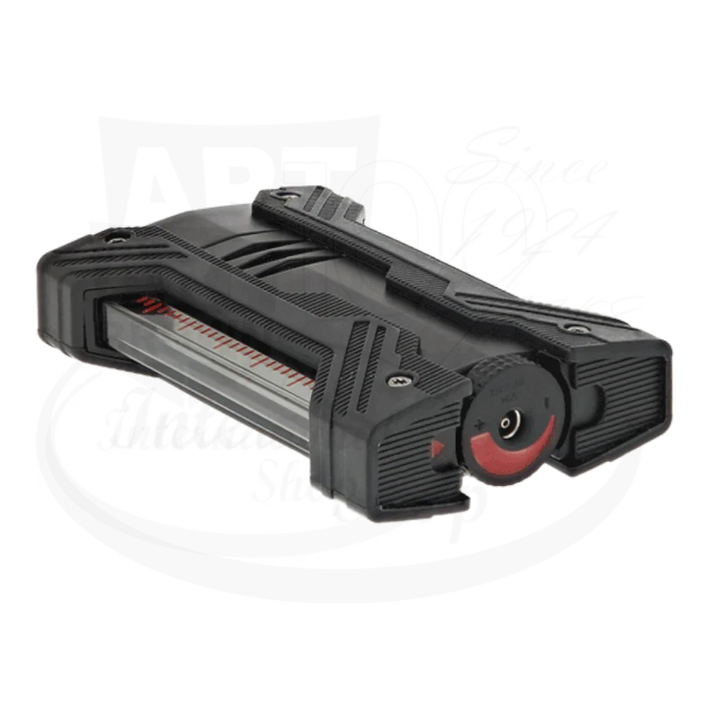 S.T. Dupont Defi Xxtreme Black 021600 torch flame lighter with textured matte black body and red ignition wheel