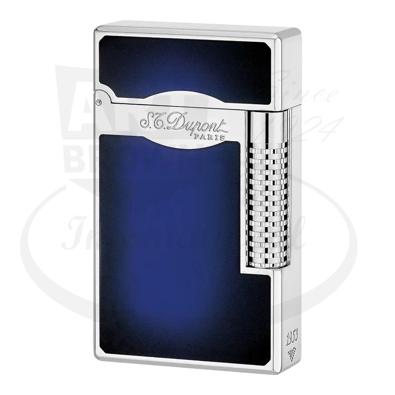 S.T. Dupont Le Grand Sunburst Blue and Palladium 023013 large cigar lighter with blue lacquer and palladium finish