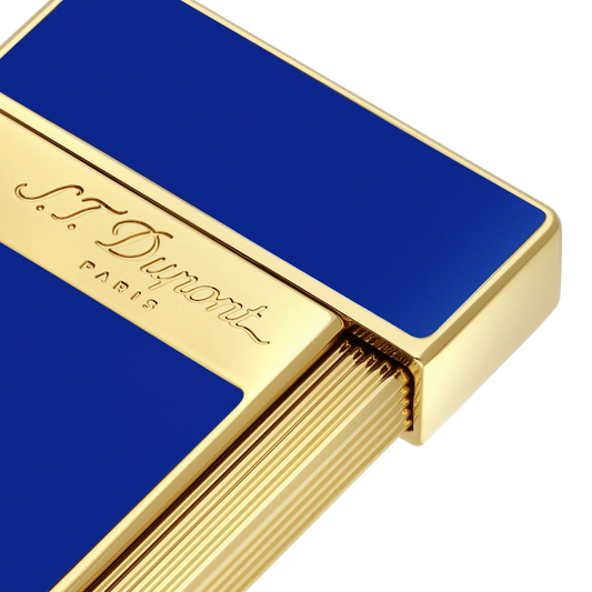 S.T. Dupont Biggy Blue Lacquer & Gold Lighter, 025005