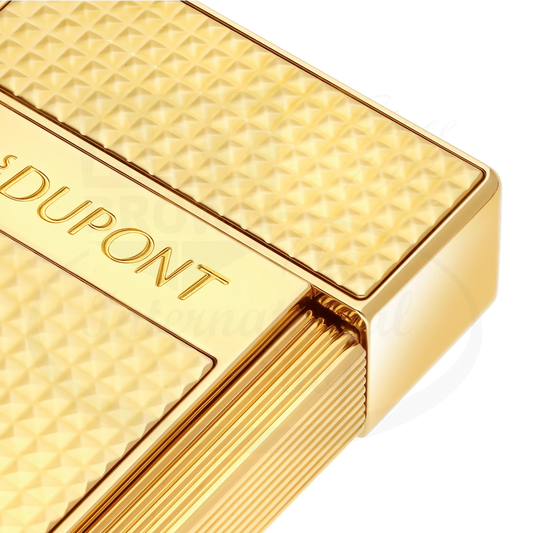 S.T. Dupont Biggy Gold Diamond Head Lighter 025209 gold chrome diamond-point guilloché compact luxury lighter