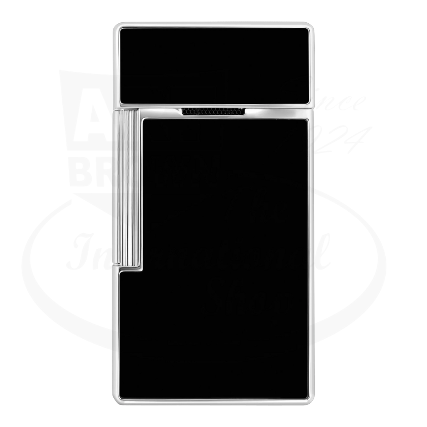 S.T. Dupont Biggy 025221 black lacquer and chrome lighter with rectangular shape and polished finish