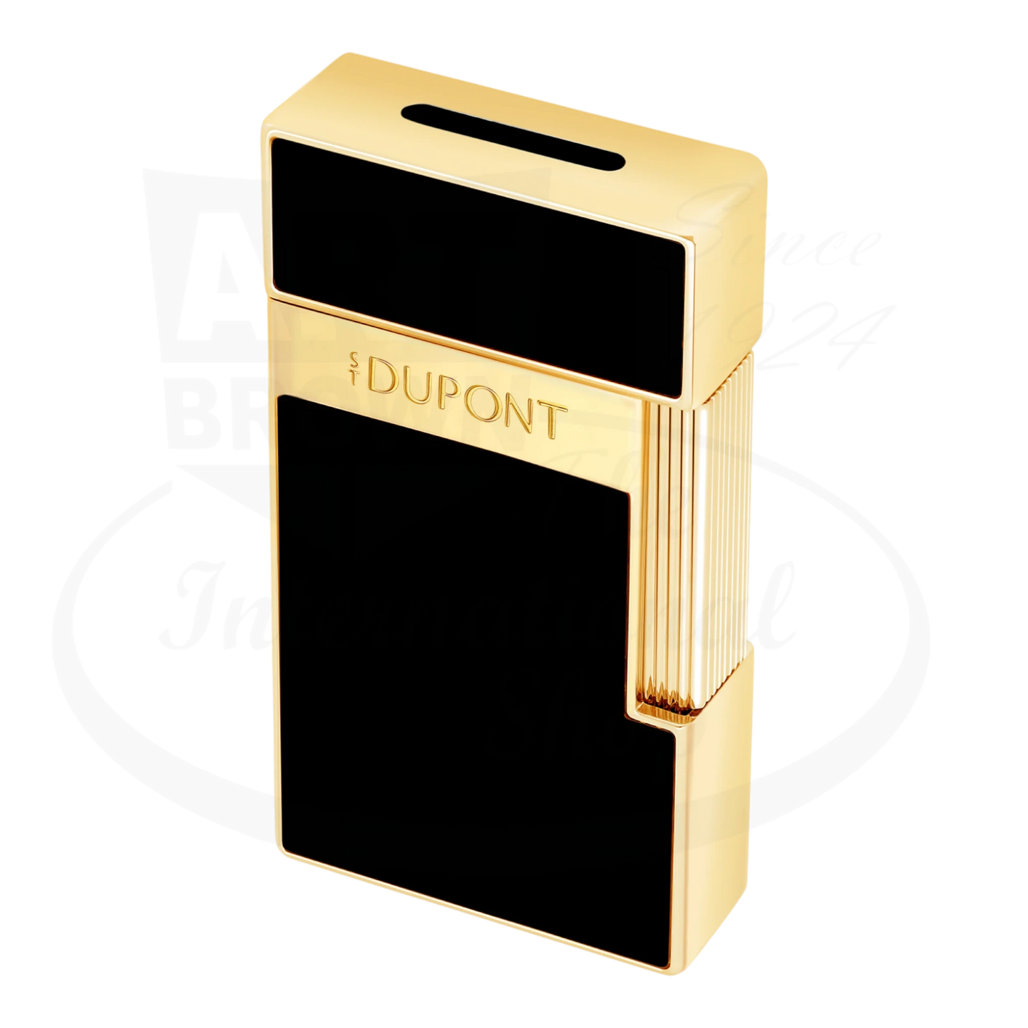 S.T. Dupont Biggy Black Lacquer & Gold Lighter 025222 metal black lacquer gold sleek rectangular design