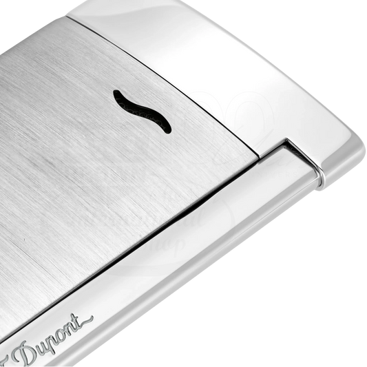 S.T. Dupont Slim 7 Brushed Chrome, 027701 close-up side view in gallery position 2 luxury lighter thin design