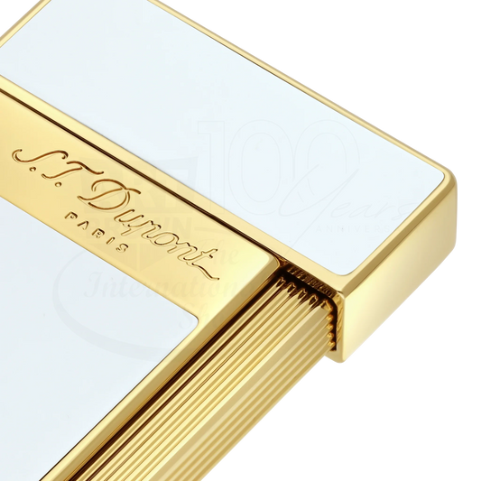 S.T. Dupont Slimmy White Lacquer & Gold Lighter, 028004