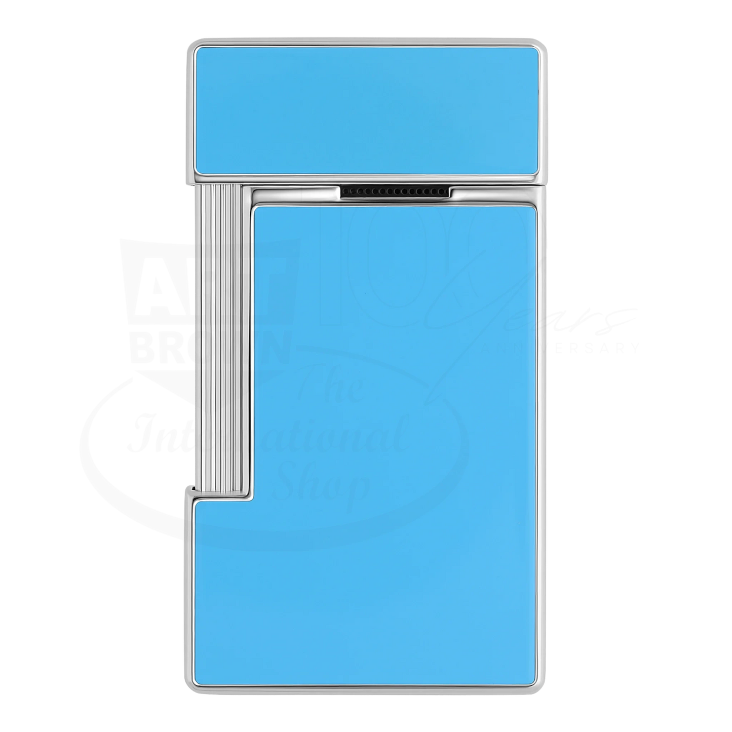 S.T. Dupont Slimmy Light Blue Lacquer & Chrome Lighter, 028007, slim rectangular design with light blue lacquer and chrome trim