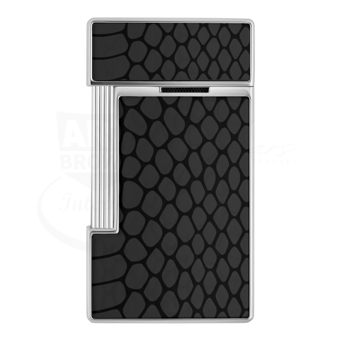 S.T. Dupont Slimmy torch flame lighter 028076 with black patterned natural lacquer and polished metal edges
