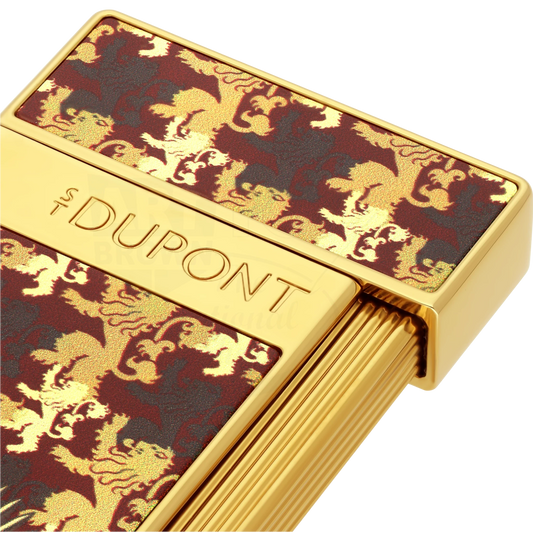 S.T. Dupont x Game of Thrones Slimmy Red & Gold House Lannister Lighter, 028111, gold metal with red and yellow lion motif design