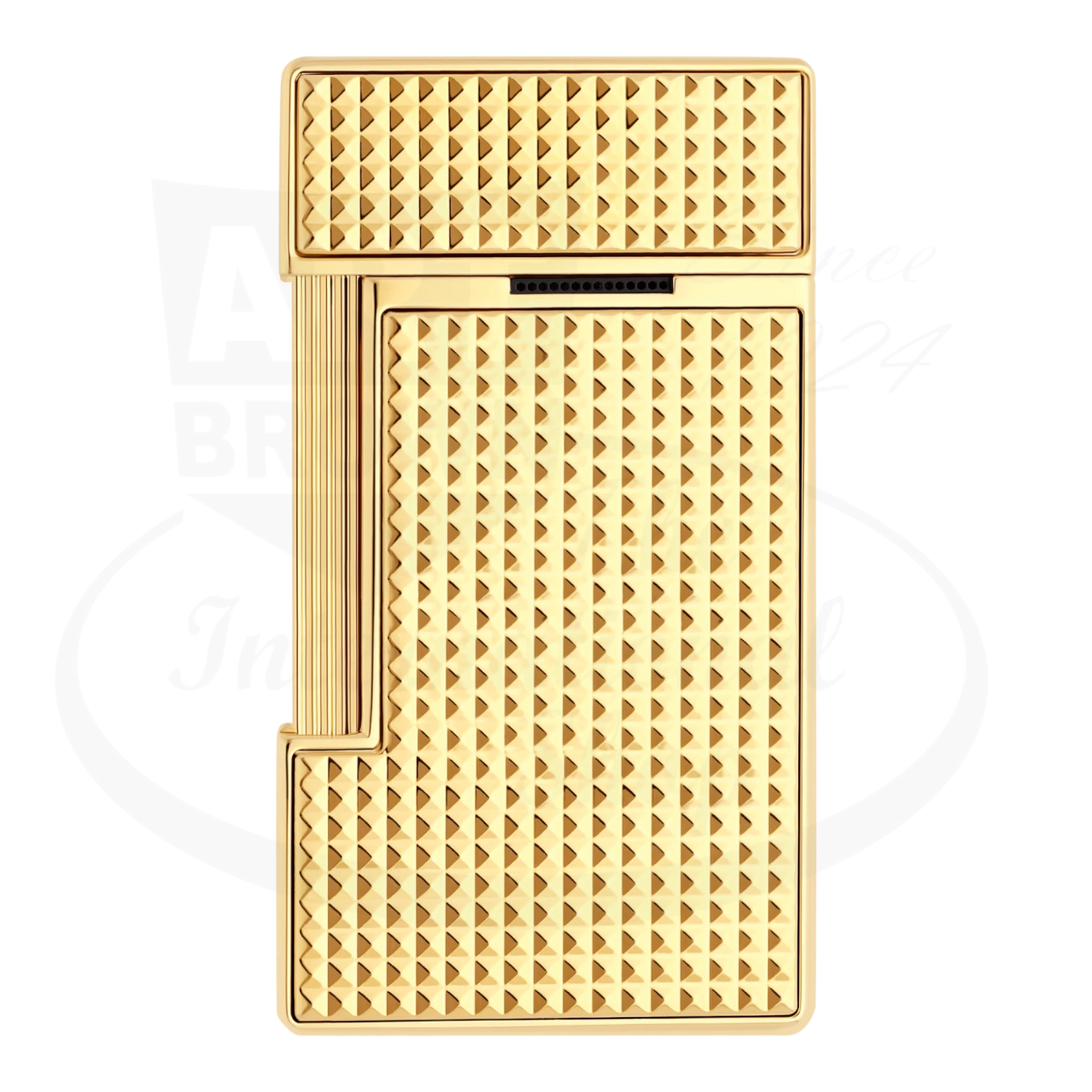 S.T. Dupont Slimmy 028119 gold-plated metal lighter with diamond-head pattern texture, rectangular slim design, luxury finish